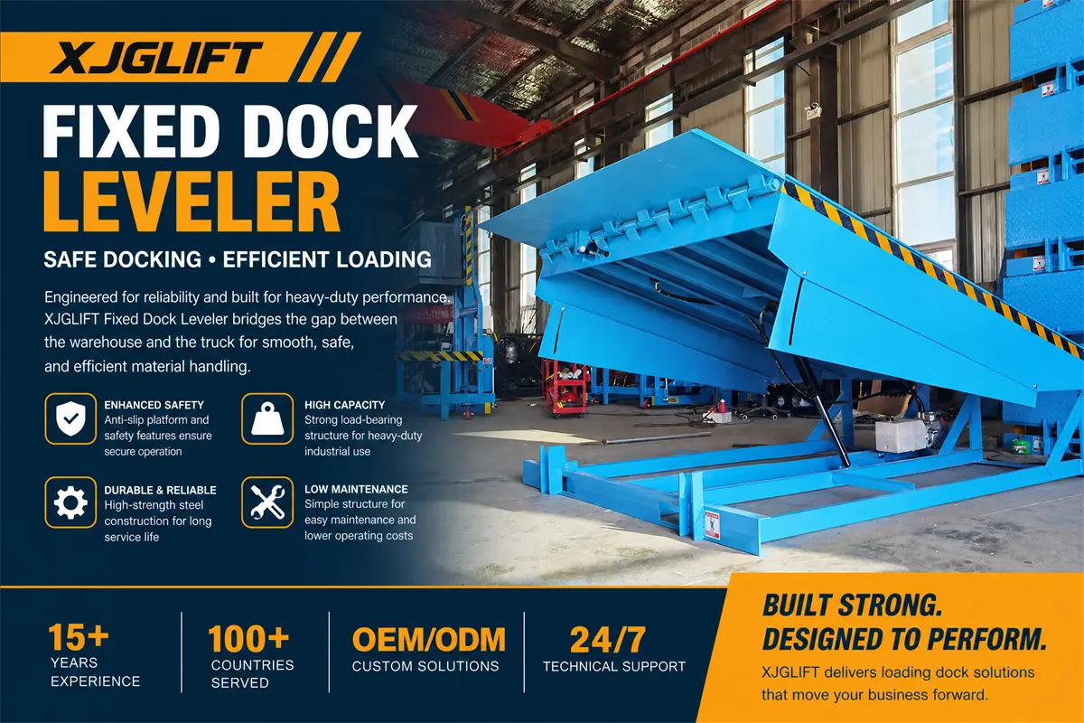 Fixed hydraulic dock leveler checker-plate platform and lip